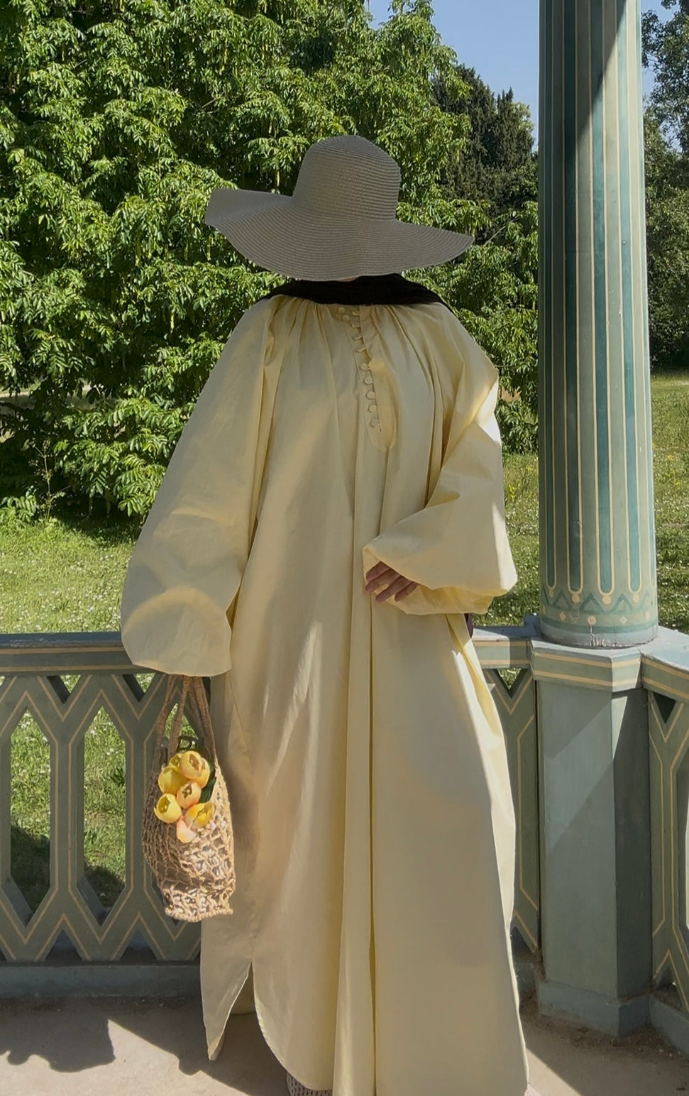 Robe Longue au Manches Bouffantes -  Lemon Sorbet - 100% coton