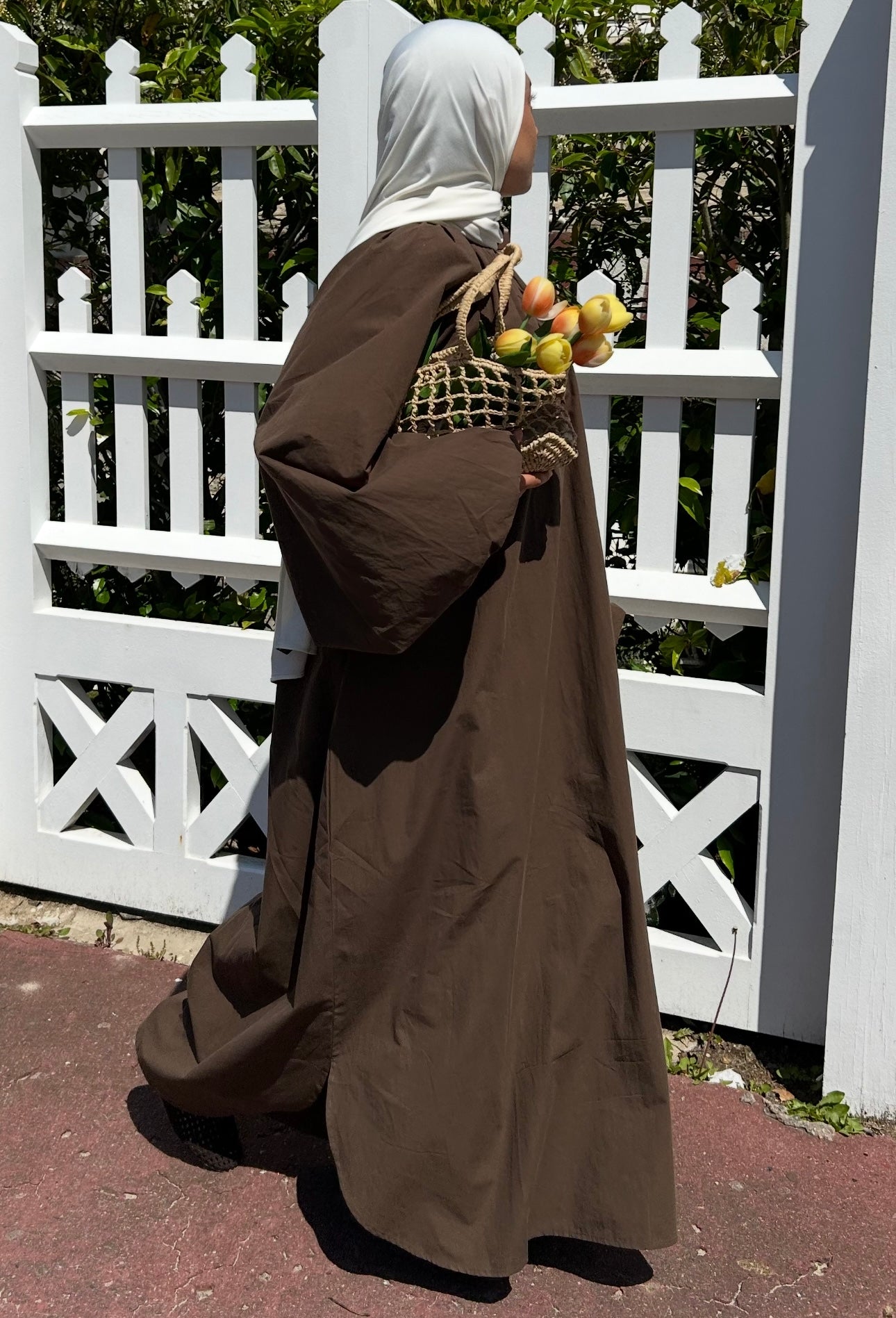 Robe Longue au Manches Bouffantes - Espresso - 100% coton